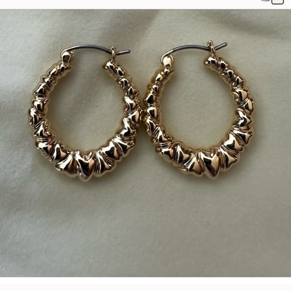 Rumored Endless Love 14K Gold Plated Hoop Earrings NWT